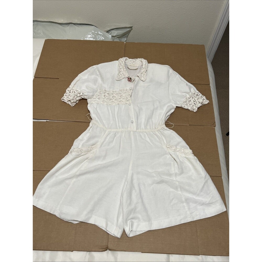 Spencer Alexis Midi Jumper Womens 6 Ivory White Crochet Boho Cottage 90s Y2K USA
